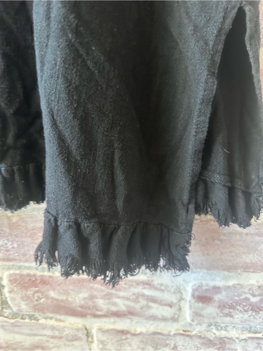 Umgee Black V-Neck Fringe Hem Tunic Top - Picture 5 of 5